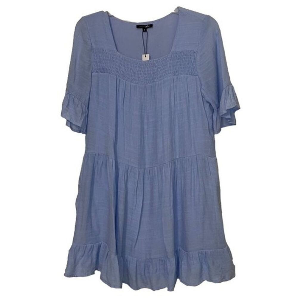 Papermoon Blue Smocked Pullover Dress Womens Size Small NEW